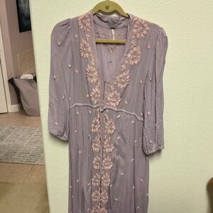 Freepeople Shadow Purple Embroidered Fable Midi Dress
